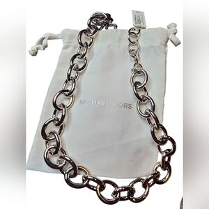 New Michael Kors Shiny Silver Chain Necklace Retails $250